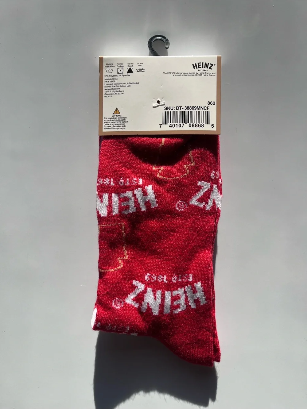 Heinz Logo Crew Socks - Red - Funny Unisex Casual Socks - Men 6-12 / W 8-14